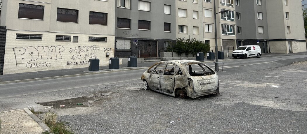 Photo d'un véhicule brûlé