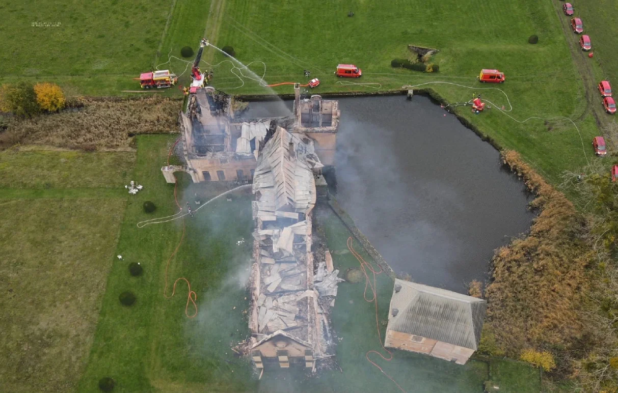 Photo de l'incendie de la Chartreuse du Mont-Dieu