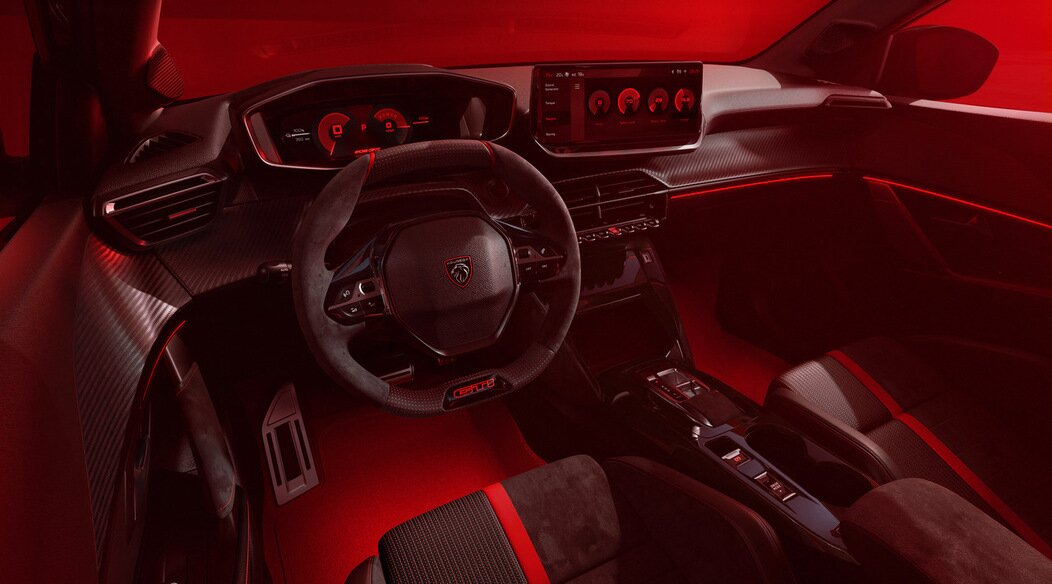 Photo de l'intérieur de la Peugeot e-208 gti
