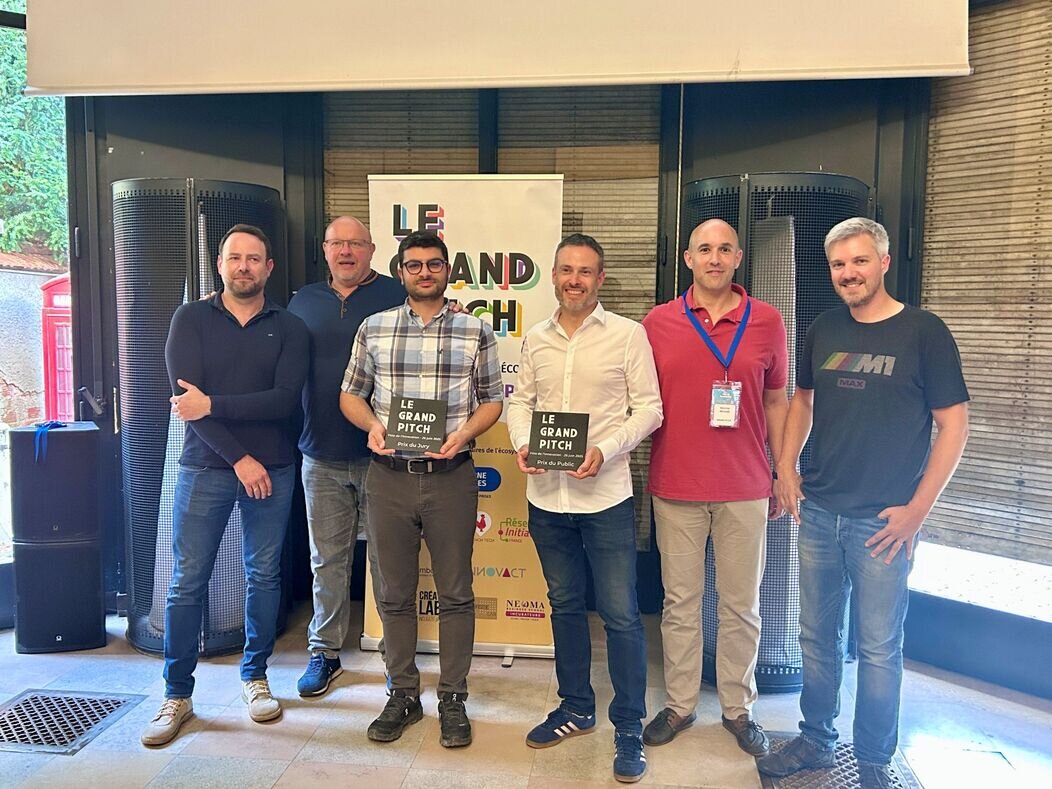 Photo de Quatre Business Angels Marne Ardennes et les deux gagnants du Grand Pitch